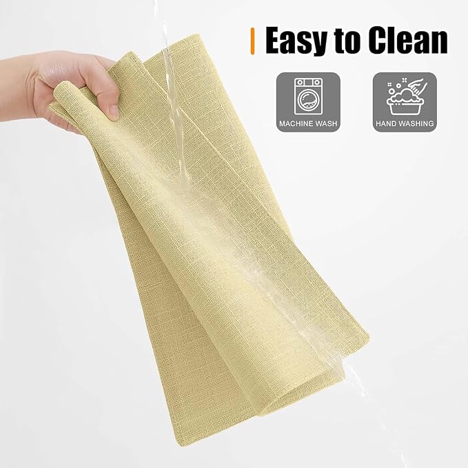 Homaxy Cloths Placemats for Dining Table Set of 4, Heat Resistant Washable Cotton Linen Blend Table Mats, Easy to Clean Place Mats for Indoor Outdoor Party Kitchen Decoration, 13" x 19", Lemon Yellow