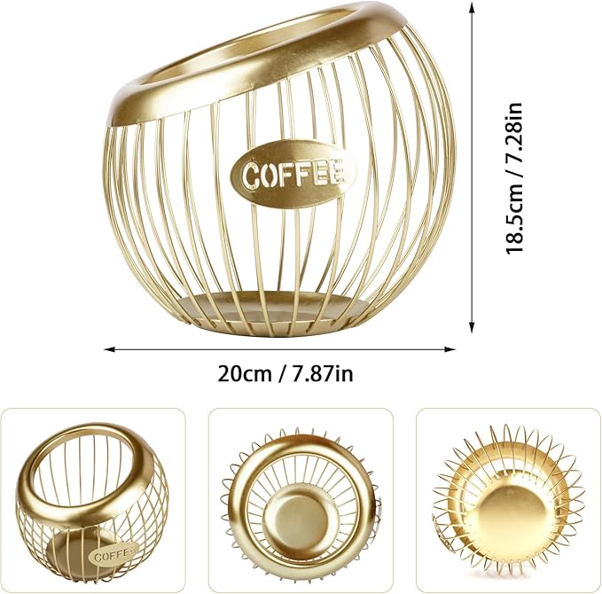 Stainless Steel Cup Coffee Basket pods holder Sturdy for Home or Office Kitchen Counter Organizer Espresso Capsule (GLOD)