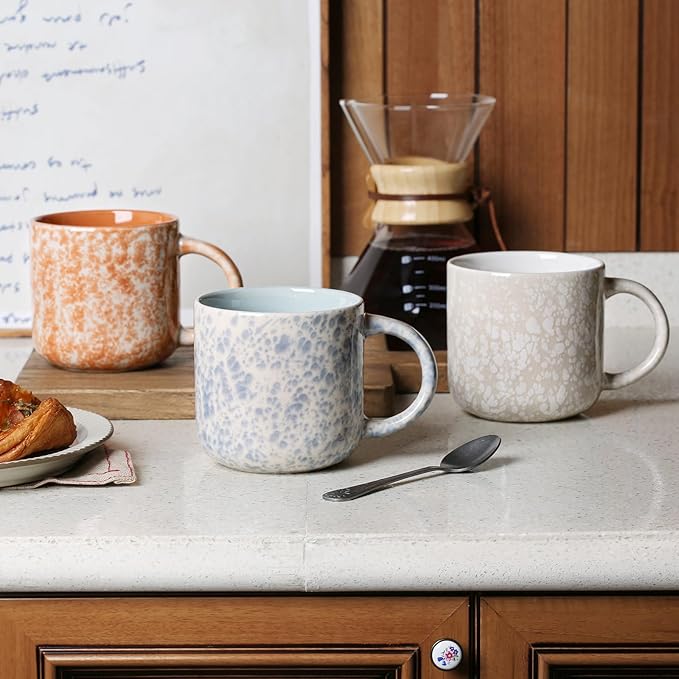 MONITO 12 OZ Coffee Mugs Set of 6, Modern Coffee Mugs Set with handle for Tea/Latte/Cappuccino/Milk/Cocoa.