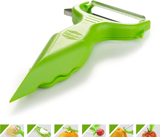 Börner by Reston Lloyd Vegetable Peeler, Garnish Knife, Nutmeg/Garlic Grater, Made in Germany, Green