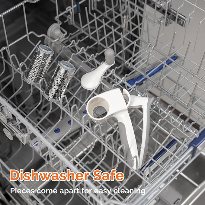 UHIYEE Patented Rotary Parmesan Cheese Grater, Hand Crank Cheese Shredder with Fine & Coarse Drums, Restaurant Quality, White, Stainless Steel & ABS, Dishwasher Safe
