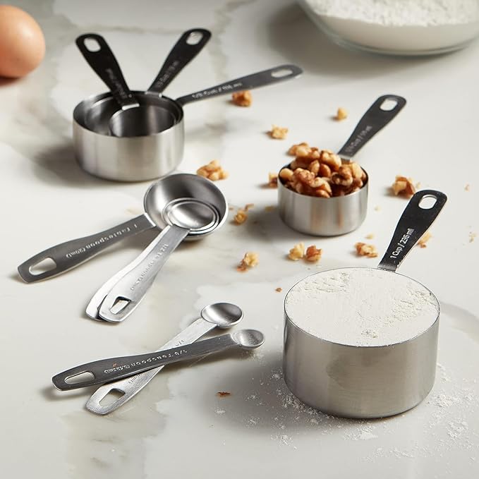 husMait 10-Piece Stainless Steel Measuring Cups and Spoons Set - Heavy Duty Metal Liquid & Dry Measuring Tools with Engraved Imperial & Metric Markings - Stackable, Rust-Resistant, Dishwasher Safe