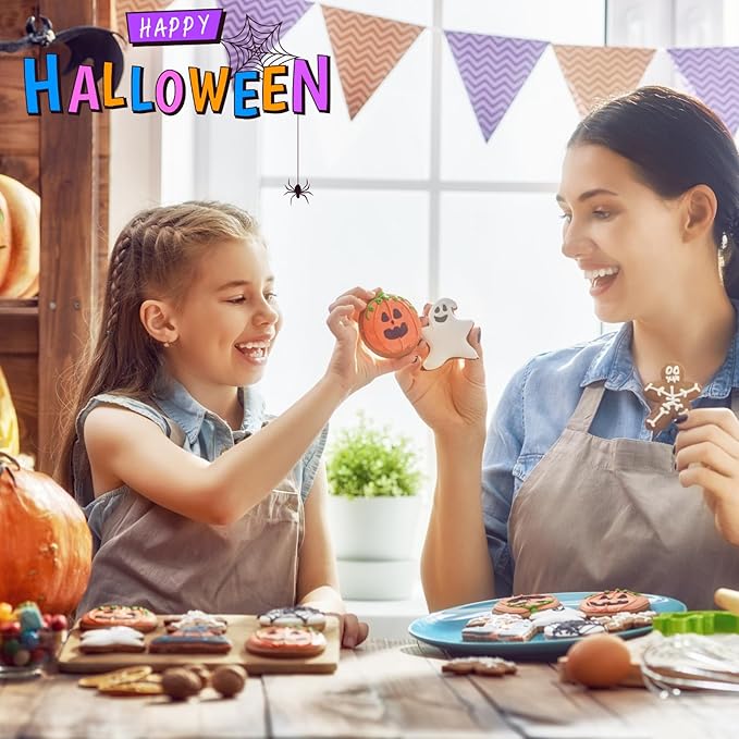 Halloween Cookie Cutters Set,12PCS Mini Halloween Cookie Cutters Stainless Steel - Pumpkin, Ghost, Bat, Witch's Hat, Cat and More