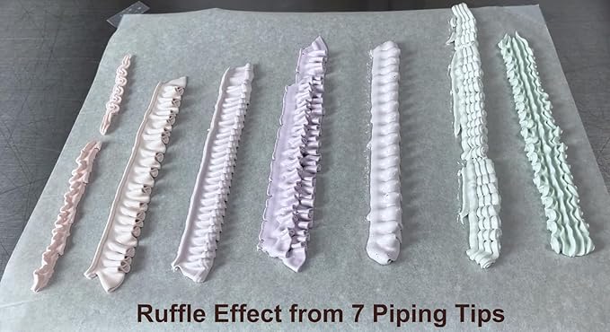 Ruffle Piping Tips for Cake Decorating,Russian Ruffle Tips,Pleated Skirt Piping Tips,Piping Tip for Ruffles,7 Pcs