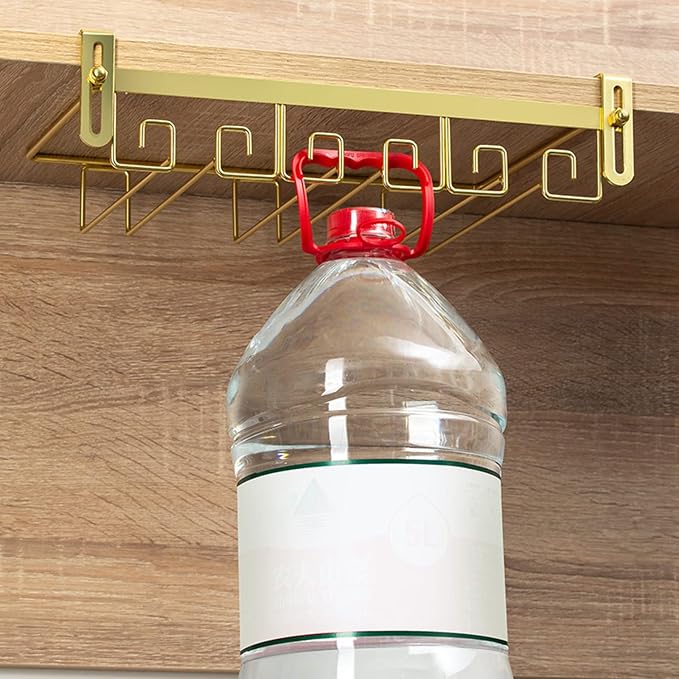 V3VOGUE Under Cabinet Wine Glass Rack, Punch-Free Stemware Rack, Hanging Stemware Holder, Adjustable Under Shelf Glasses Storage Hanger, Metal Organizer, for Cabinet Kitchen Bar