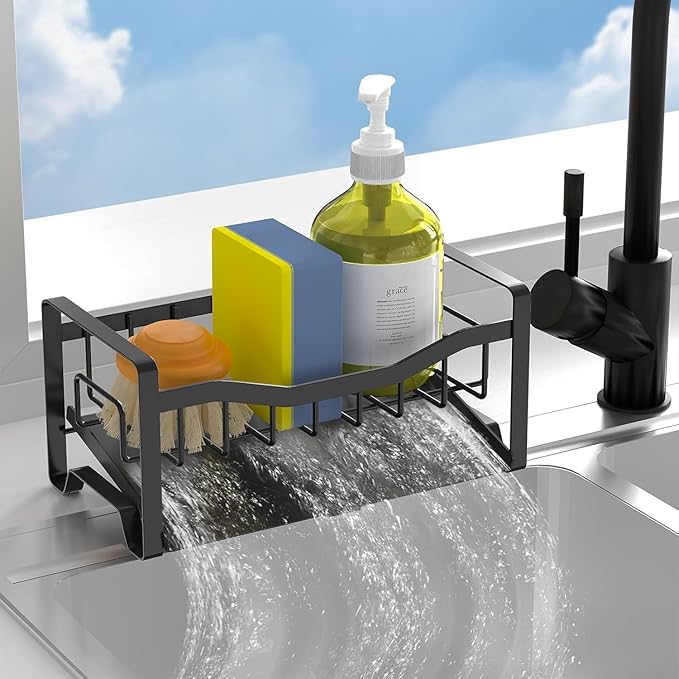 USTECH Kitchen Sink Organizer, Sponge Holder, Countertop Organizer, Brush Holder, Sink Accessories