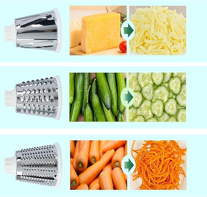 Cheese Grater with Handle,Multifunctional Rotary Cheese Grater,Kitchen Cheese Shredder Can Easily Chop Vegetables,Potatoes,Carrots,Etc.The Suction Cup is Stable and Easy to Clean (dark blue)