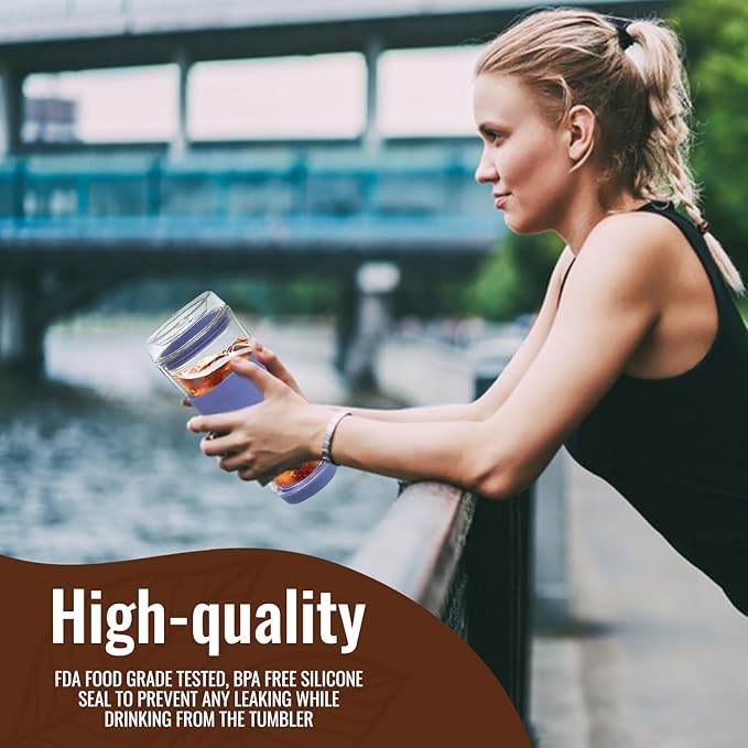 Glass Sip Lid Jacaranda - Replacement Double Wall Glass Tumbler, 14oz & 8oz Hand Blown Travel Mug