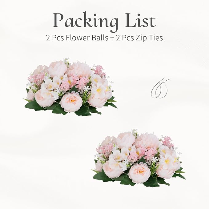 Flower Balls Centerpieces for Tables: 2 PCS Pink Flowers for Centerpieces Floral Arrangements Centerpiece for Wedding Party Celebration Home