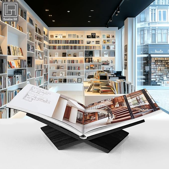 Strong Angled Modern Wood Book Stands for Display - Large Bookstand- 12.5" x 9.5" x 5.5" Wooden Bible Stand Display, Book Opener Holder
