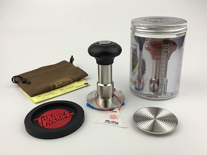 The Force Tamper Automatic Impact Coffee Tamper Adjustable Const Pressure and Autoleveling Extend Set New (Jelly, 54.00mm)