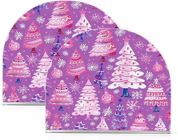 Christmas Trees Purple Acrylic Fall Napkin Holder for Table Kitchen Cocktail Dinner Napkin Holders Countertop Modern Room Decor