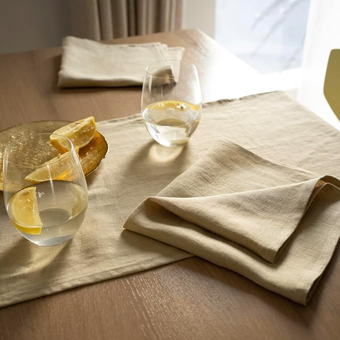 Linen Table Runner 90 inches Long- 100% Pure Linen Flax - Stonewashed European Linen Table Runner (Royal Creme, 14 x 90 Inch) - for Dining, Fall, Autumn, Thanksgiving
