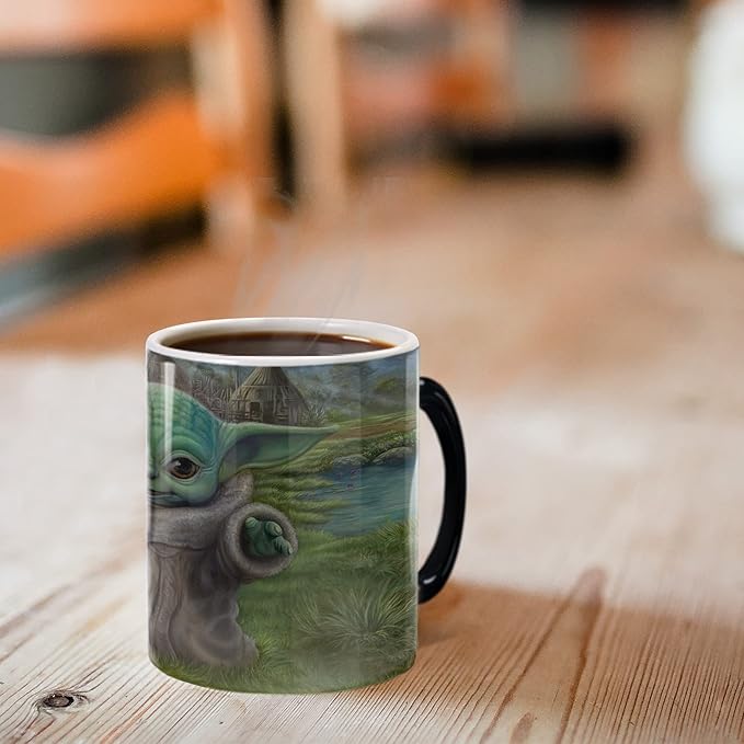 Morphing Mugs Star Wars – The Mandalorian – Child’s Play - Thomas Kinkade – One 11 oz Color Changing Ceramic Mug – Image Revealed When HOT Liquid Is Added! MMUG1224