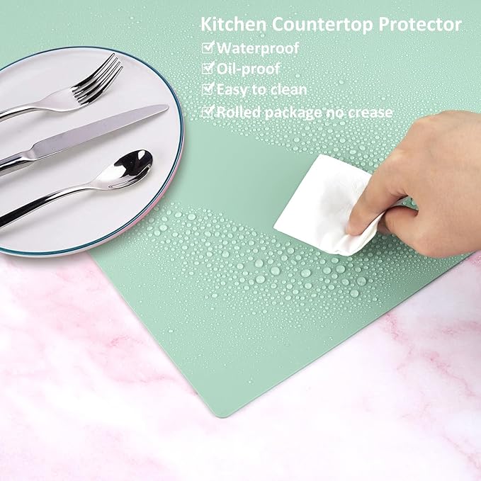 Silicone Mat Heat Resistant Mats for Countertop, Large Silicone Mats for Crafts Kitchen Counter Workbench Table protector, Size 36x24 inches Thick 2mm,Rolled Package,Light Green