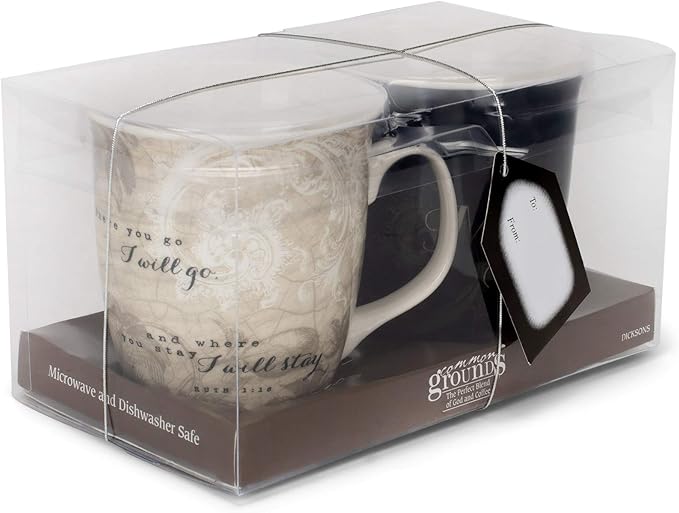 Dicksons Where You Go Mr. and Mrs. Ruth 1:16 18 Ounce New Bone China Coffee Mug Set of 2