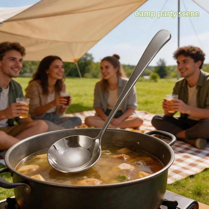 7.6'' Small Gravy Soup Ladle, Sauce Soup Spoon, Heavy Duty 18/10 Stainless Steel Round Ladles for Sauces, Gravy, Salads, Soups, Desserts 1 Pcs - Silver