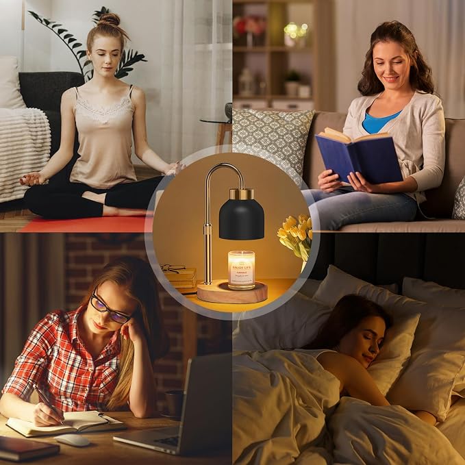 seenlast Candle Warmer Lamp with Dimmer Adjustable Height, 2/4/8H Timer,Vintage Home Decor for Scented Jar