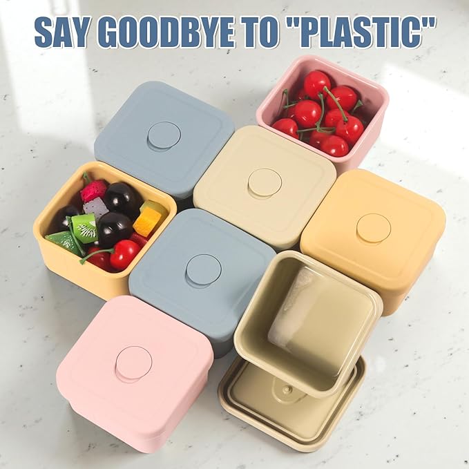 3 PCS Silicone Food Storage Containers with Lids,BPA Free Reusable Silicone Storage Containers for Food Freezer Containers Freezer Dishwasher Safe(24oz,10oz,4oz)