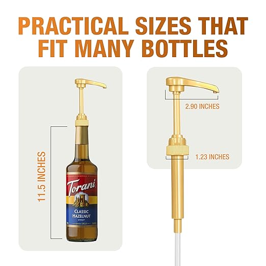 PERMINKS Premium Coffee Syrup Pump Dispenser, Fits 750ml Torani, Skinny & Davinci Bottles, Precise 1/4 oz Flow, Lockable Leak-Proof Design for Coffee Bar Accessories & Essential (4-Pack, Gold)