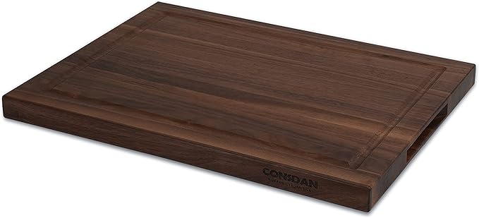 CONSDAN Walnut Cutting Board for Kitchen, USA Grown Hardwood, 16 x 12, with Invisible Inner Handle, Prefinished with Food-Grade Oil, Suitable for Kitchen Edge Grain, 1" Thick