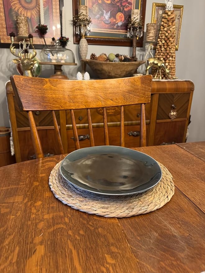 13 inch Round Woven Placemats Set of 6, Natural Hand-Woven Water Hyacinth Boho Rattan Placemats, Chargers for Dinner Plates, Farmhouse Weave Place Mats, Rustic Wicker Table Mats Decor for Home,Wedding