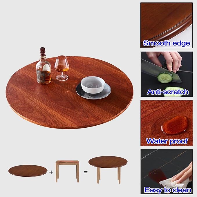 Kitchen Wood Lazy Susan, Handmade Round Wooden Turntable Diameter 70cm 80cm 90cm, Thicken 1.6cm, Strong Wood Serving Tray, Crack Resistants, Smooth Surface, Protects Hands ( Color : B , Size : 70cm )