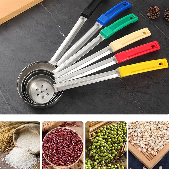 Portion Control Spoons Pizza Sauce Serving Spoons 6 Pack: 3 Slotted 3 Solid 4oz 6oz 8oz Stainless Steel