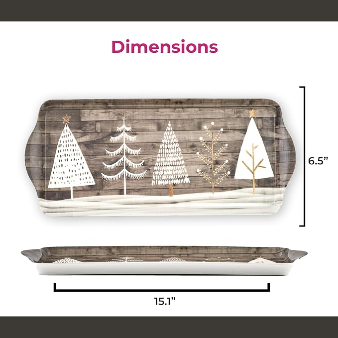 Pimpernel Wooden White Christmas Sandwich Tray - Brown