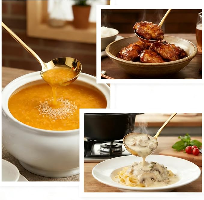 Large Gold Soup Ladle, 304 Stainless Steel Ladles for Soup, 13.6" Long Gold Ladle for Party, Outdoor, Wedding, Catering