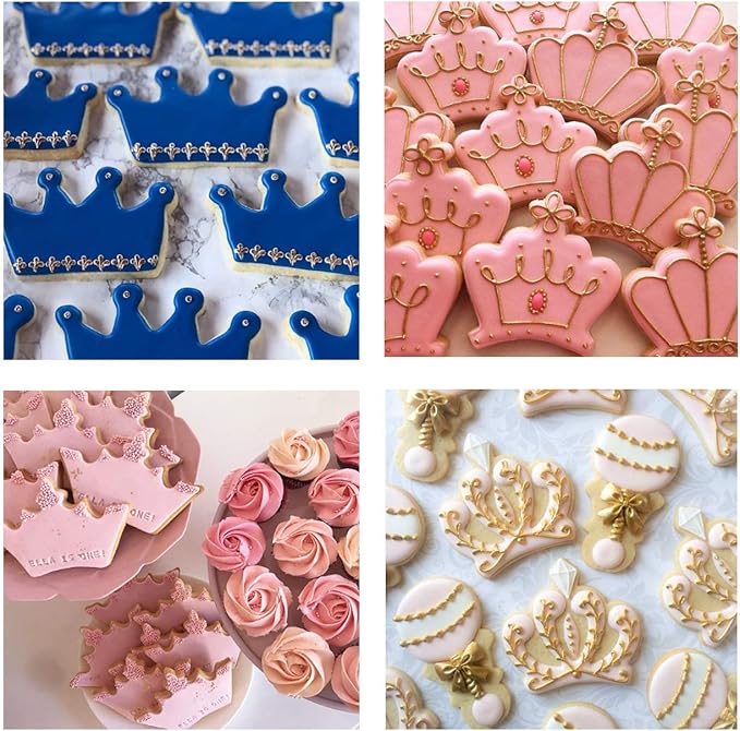 Crown Cookie Cutter Baking Cookie Biscuit Princess Girls Holiday Heart Gifts Decorative Party 3.5" Kitchen Cake Supplies (Queen Crown Cookie Cutters Set)