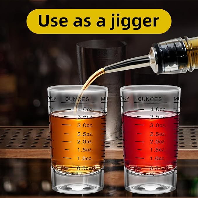 1Pc Shot Glass Measuring Cup, 4 Ounce Heavy Base Jigger, Espresso Shot Glasses, Liquid Cup, Round Shot Glasses, Small Cups for Vodka, Whiskey, Tequila, Espresso, Liquor (1, Black)