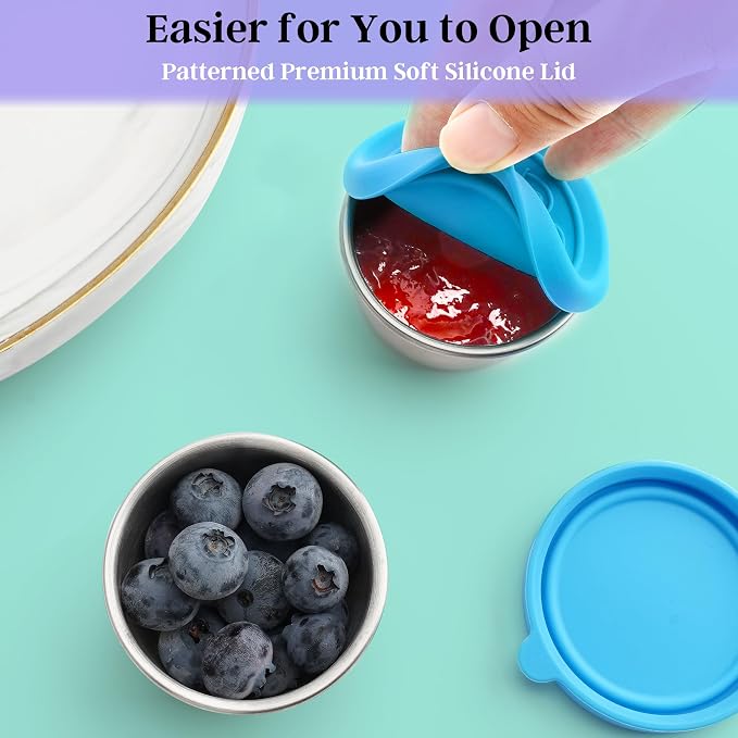 6x1.6 Oz Salad Dressing Containers With Lids, Small Leakproof Reusable Stainless Steel Salad Dressing Container To Go For Lunch Boxes,Sauce containers, Picnics,Travel Meal Prep And Kitchen Storage.