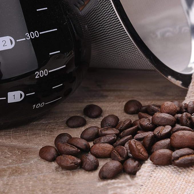 Boxtree Pour Over Coffee Maker Set with Reusable Stainless Steel Drip Filter Elegant Coffee Dripper Pot Glass Carafe & Permanent Stainless Steel Filter