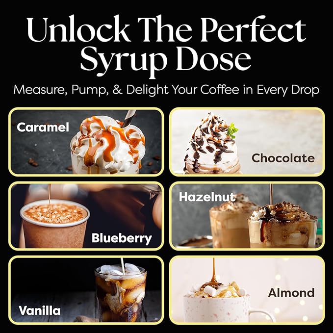 Fresh Finest Coffee Syrup Pump Dispenser, Compatible with Torani, Davinci, Jordans Skinny Syrups, Fits 25.4 Oz/750 ML Bottles, for Coffees, Teas, Snow Cones, Smoothies (1 Pack)