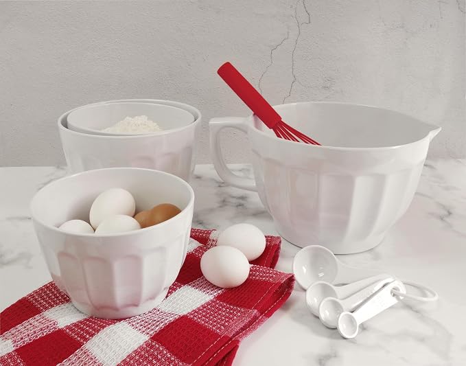 UP 4-Piece Latte Style Melamine Measuring Cups Set, Professional Nesting Baking and Cooking Tools for Liquid and Dry Ingredients, White