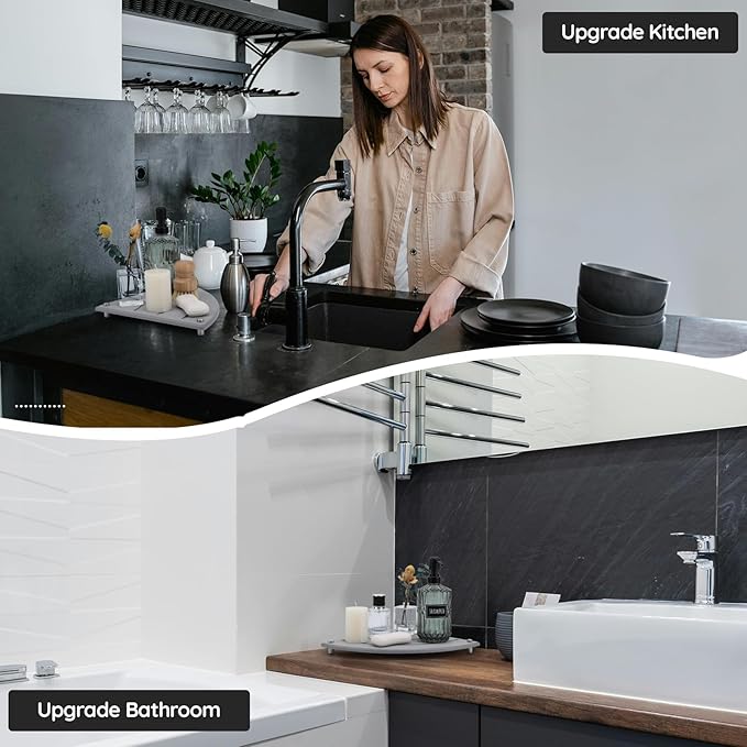 Segbeauty Corner Counter Shelf, 9.85in Water Absorbing Stone Drying Mat for Kitchen Counter, Instant Drying Stone Tray Dish Sponge Holder, Fast Drying Diatomaceous Bathroom Counter Corner Organizer