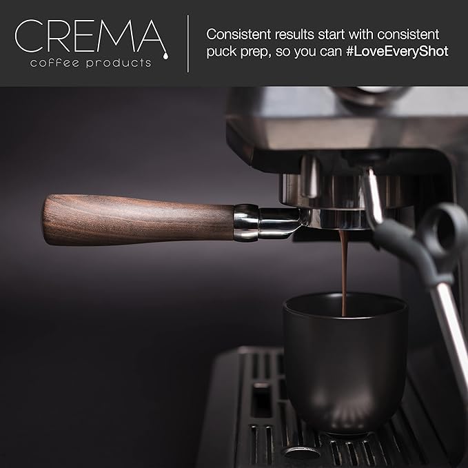 CREMA Coffee Products 53.3mm Hand Tamper & Coffee Distributor | Compatible with Breville Portafilters | Double-Sided, Adjustable Depth Tool | Made with Durable 304 Stainless Steel | Black