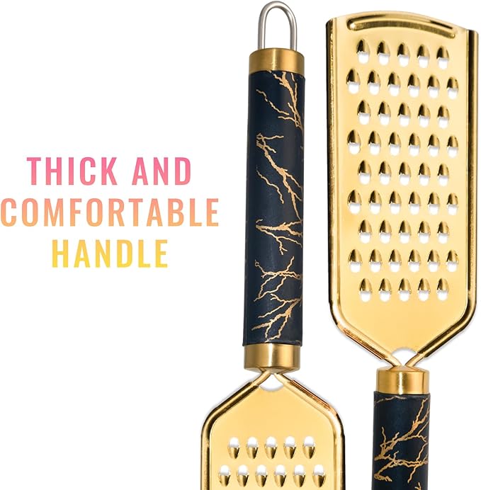 Professional Cheese Grater, Gold Stainless Steel Cheese Grater Handheld, Grater Hand Crank, Practical Kitchen Gadgets, Graters for Cheese, Chocolate, Spices (Medium Coarse)