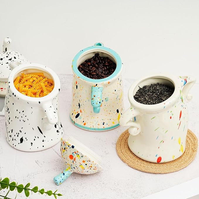 Canister With Attitude - Airtight Ceramic Kitchen Storage with Hands on Hips Design, Ideal for Flour, Sugar, Coffee, Tea & Beans, Sealed & Leak Proof (Cyan)