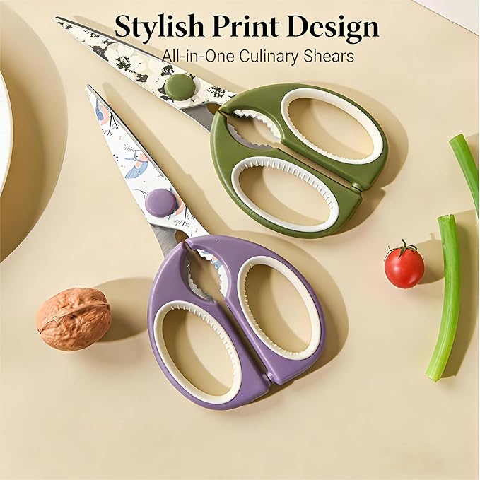 Kitchen Scissors All Purpose, ARCHIKING Kitchen Shears with Protective Sheath, Ultra Sharp Multipurpose Poultry Scissors for Chicken, Meat, Fish & Vegetables (Green)