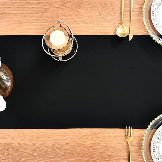 Farmhouse Rustic Table Runner Black Faux Linen Table Runners Water Resistant Table Runner 60 inches Long for Living Room Dresser Bedroom Kitchen Dining Party 13x60 Inch