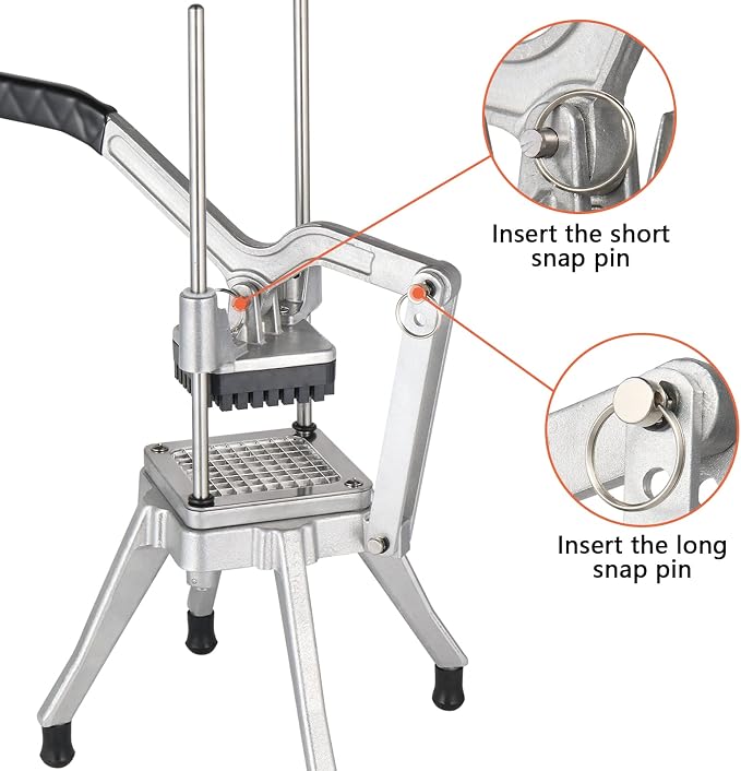ROVSUN Commercial Vegetable Chopper French Fry Cutter with 4 Sizes Blades, Potato Dicer Slicer Fruit Chopper Stainless Steel for Restaurant, Home & Kitchen, 1/2", 3/8", 1/4" & 8-Wedge Blades