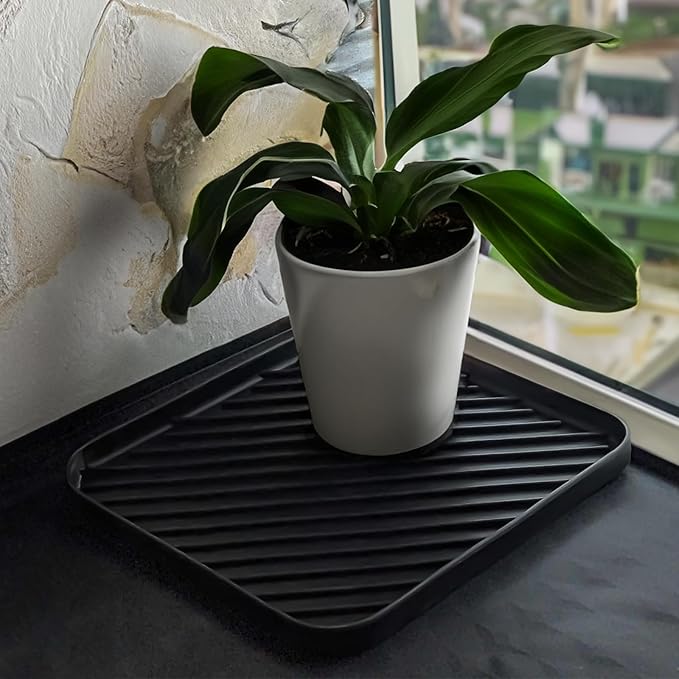 Silicone Organizer Tray for Kitchen Sink and Bathroom, Dishwasher Tray, Versatile Bathroom and Drawer Organizer Trays, Non-Slip Countertop(Black)