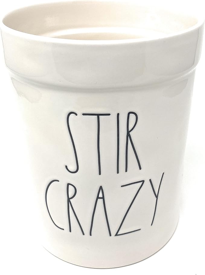 Rae Dunn STIR CRAZY White Ceramic Utensil Container Jar