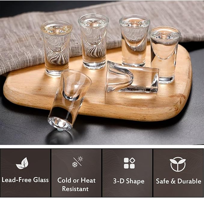 Mini Shot Glasses Set of 6, 0.5oz/15ml Clear Small Bullet Cups with Heavy Base, Cute Whiskey Glassware Cups for Vodka Whiskey Liqueurs Tequila Soju Espressos, Perfect for Party, Bar, Club, Cocktail