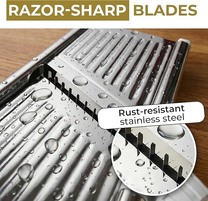 Gramercy Adjustable Mandoline Food Slicer, Mandoline Slicer for Kitchen, Mandolin, Potato, Tomato, Carrot, Vegetable, Fruit and Onion Cutter - Stainless Steel - INCLUDING 1 Pair Cut-Resistant Gloves