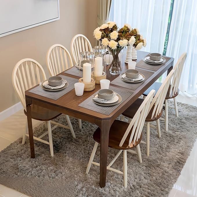 Placemats Set of 6-Heat Resistant Non-Slip Washable Table Mats for Dining Table,PVC Vinyl Woven,12 x 18 inch Dark Beige