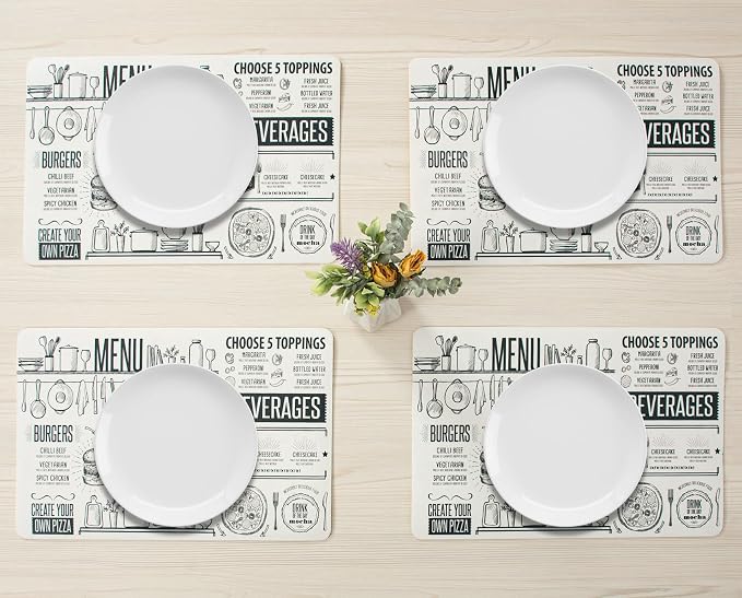 Placemats Set of 4-Waterproof Heat Resistant Non-Slip Washable Table Mats for Dining Table,12 x 18 inch Rustic