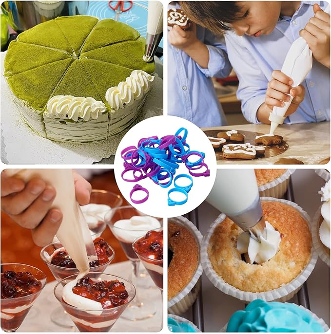 40 Pcs Pastry Bag Ties, Reusable Silicone Piping Bag Clips, Icing Bags Clips Decorating Bags Ties for Cookies, Cupcakes, Pastry Baking